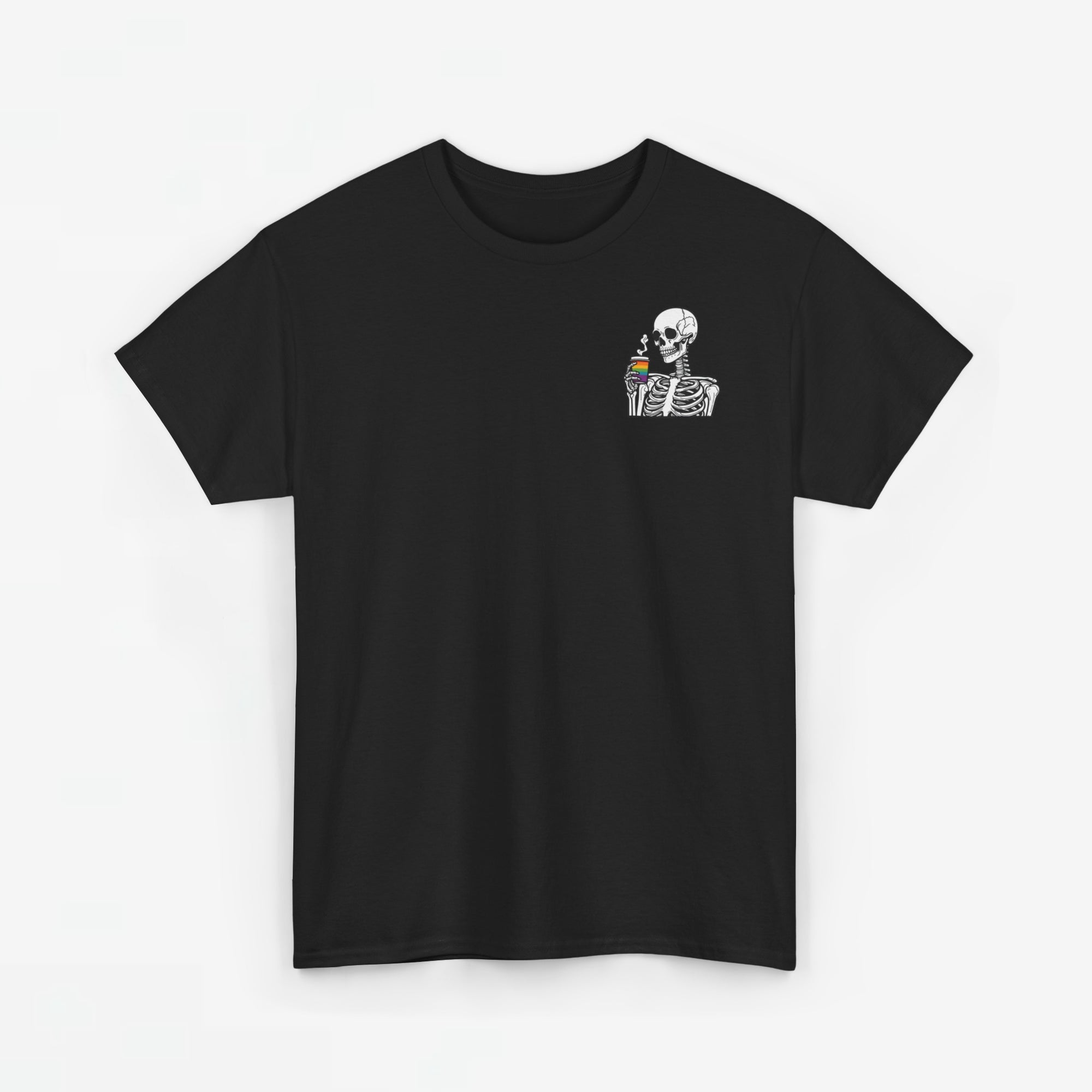 Gay Pride T-shirt - Skelet Regenboog Koffie - Oversized #73