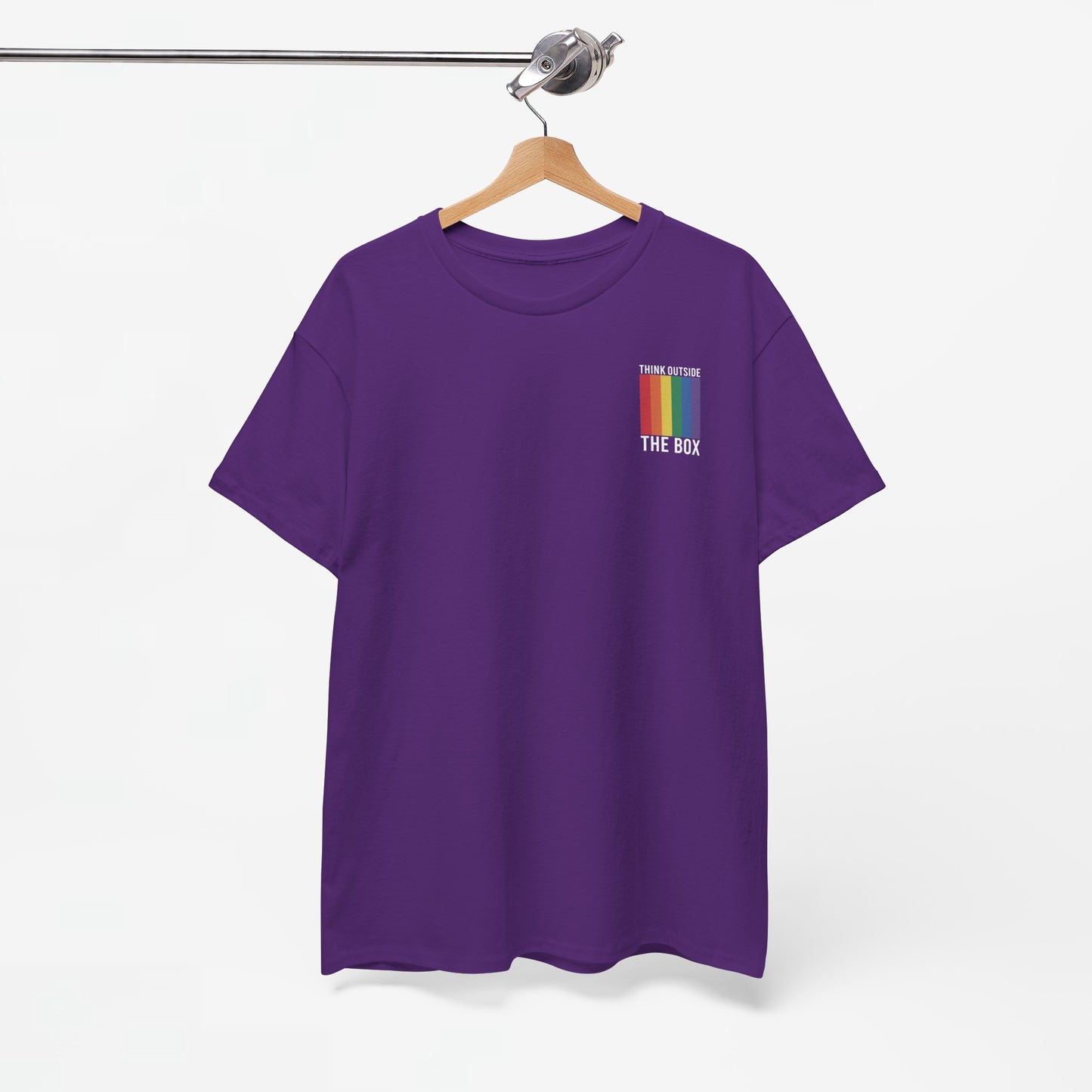 Gay Pride T-shirt - Think Outside The Box (witte tekst) - Back Print - Oversized #28