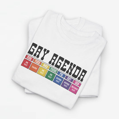 Gay Pride T-shirt - Gay Agenda (zwarte tekst) - Oversized #18