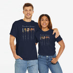 Navy t-shirt met Familie Janssen bloemenprint op borst