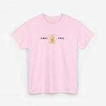 Roze T-shirt met korte mouwen en borstprint “MAMA” en beer met hartjes.