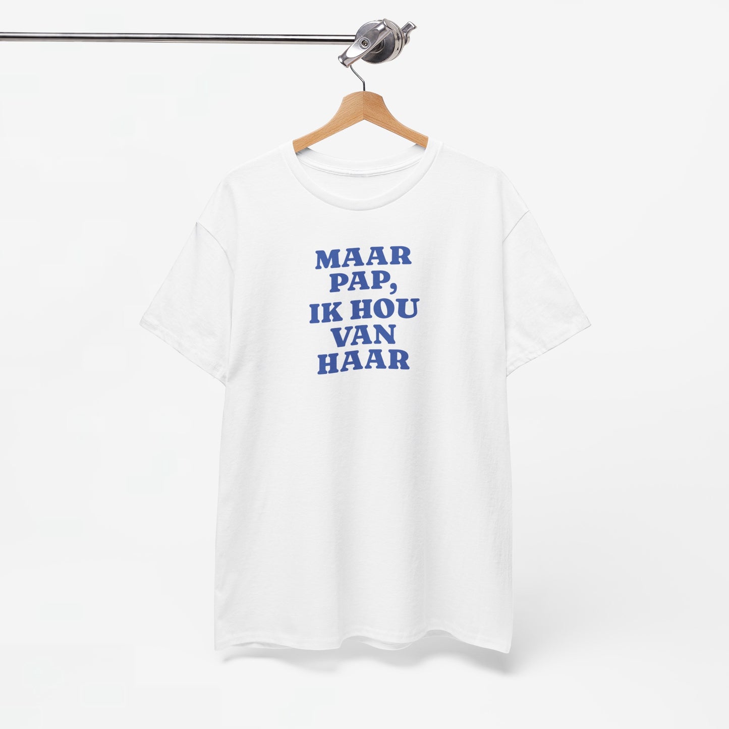 Gay Pride T-shirt -  Maar Pap, Ik Hou Van Haar (blauw tekst) - Oversized Tee