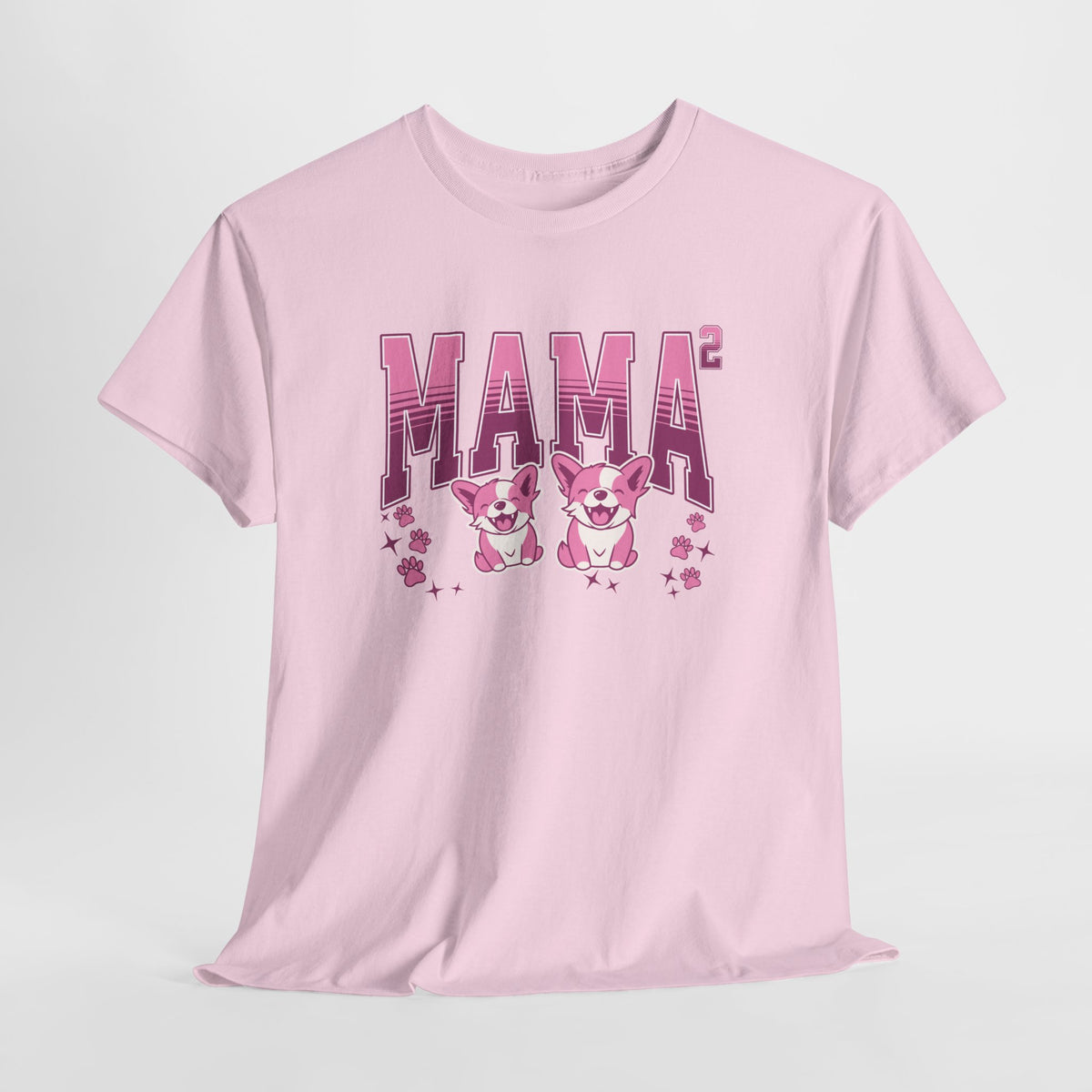 Lichtroze t-shirt met opdruk 'MAMA' en twee hondjes