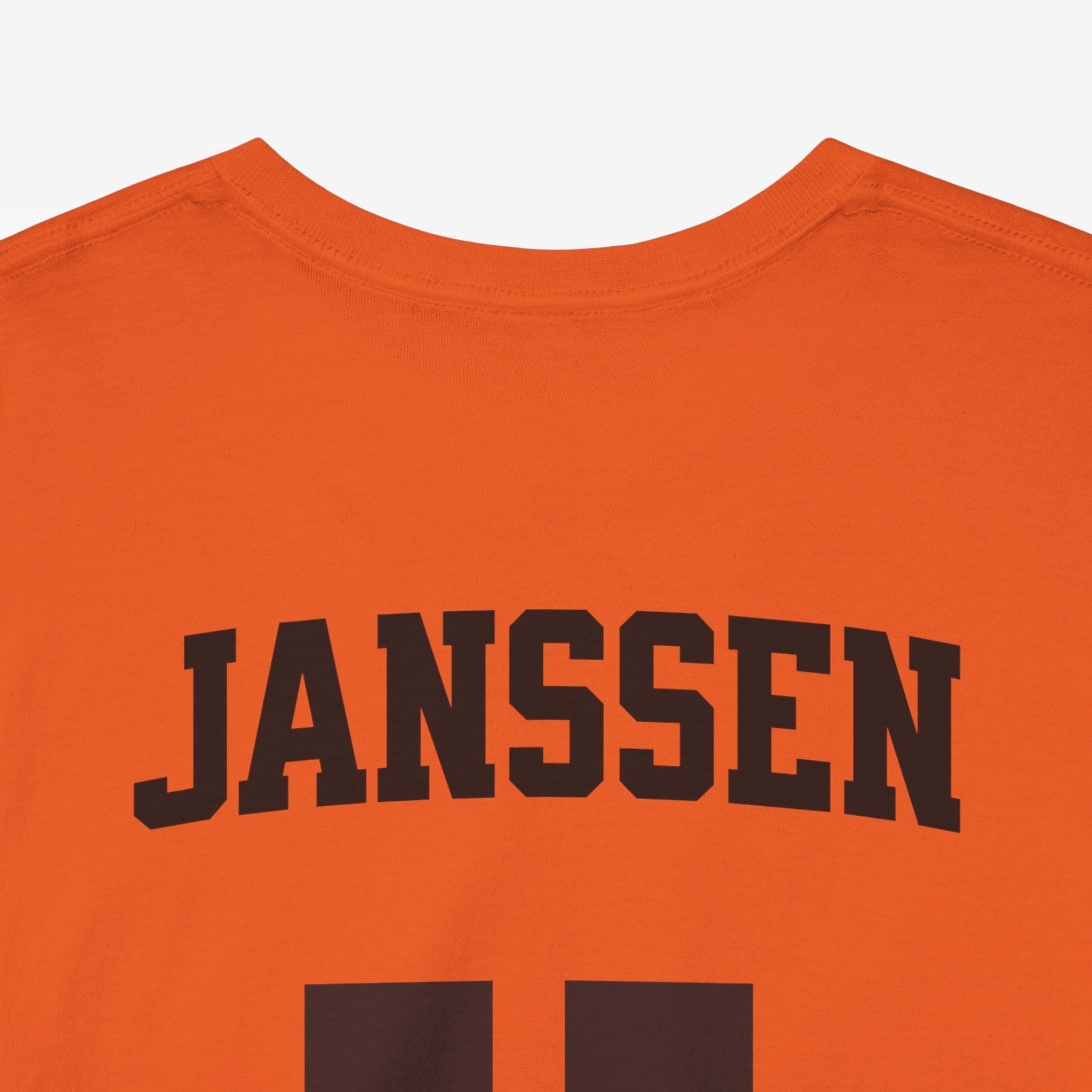 Oranje T-shirt voor EK, WK en Koningsdag - Personaliseer met Naam & Rugnummer - Nederlandse Vlag (zwarte tekst)