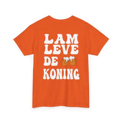 Lam Leve De Koning - witte tekst | Back Print | Koningsdag T-shirt | Oversized | Heren