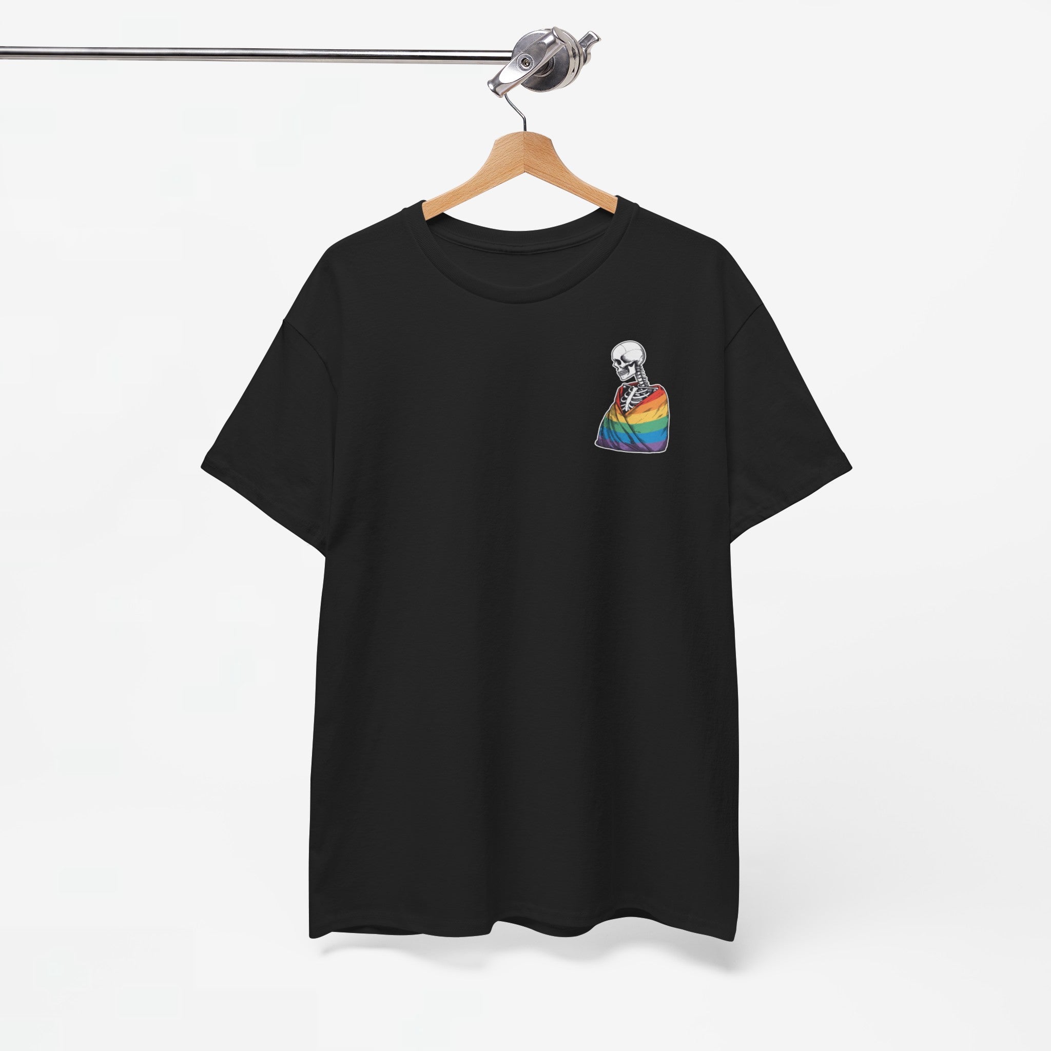 Gay Pride T-shirt - Skelet Regenboog Pride Vlag - Back Print - Oversized #76