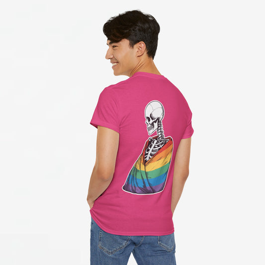 Gay Pride T-shirt - Skelet Regenboog Pride Vlag - Back Print - Oversized #76