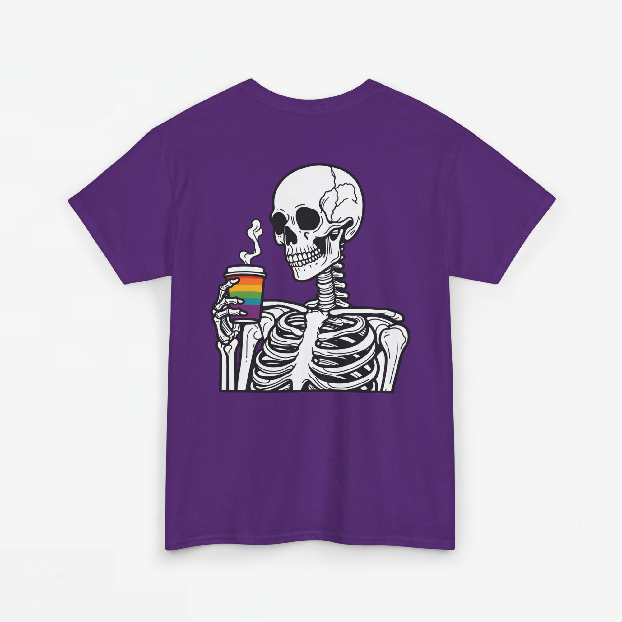 Gay Pride T-shirt - Skelet Regenboog Koffie - Oversized #73