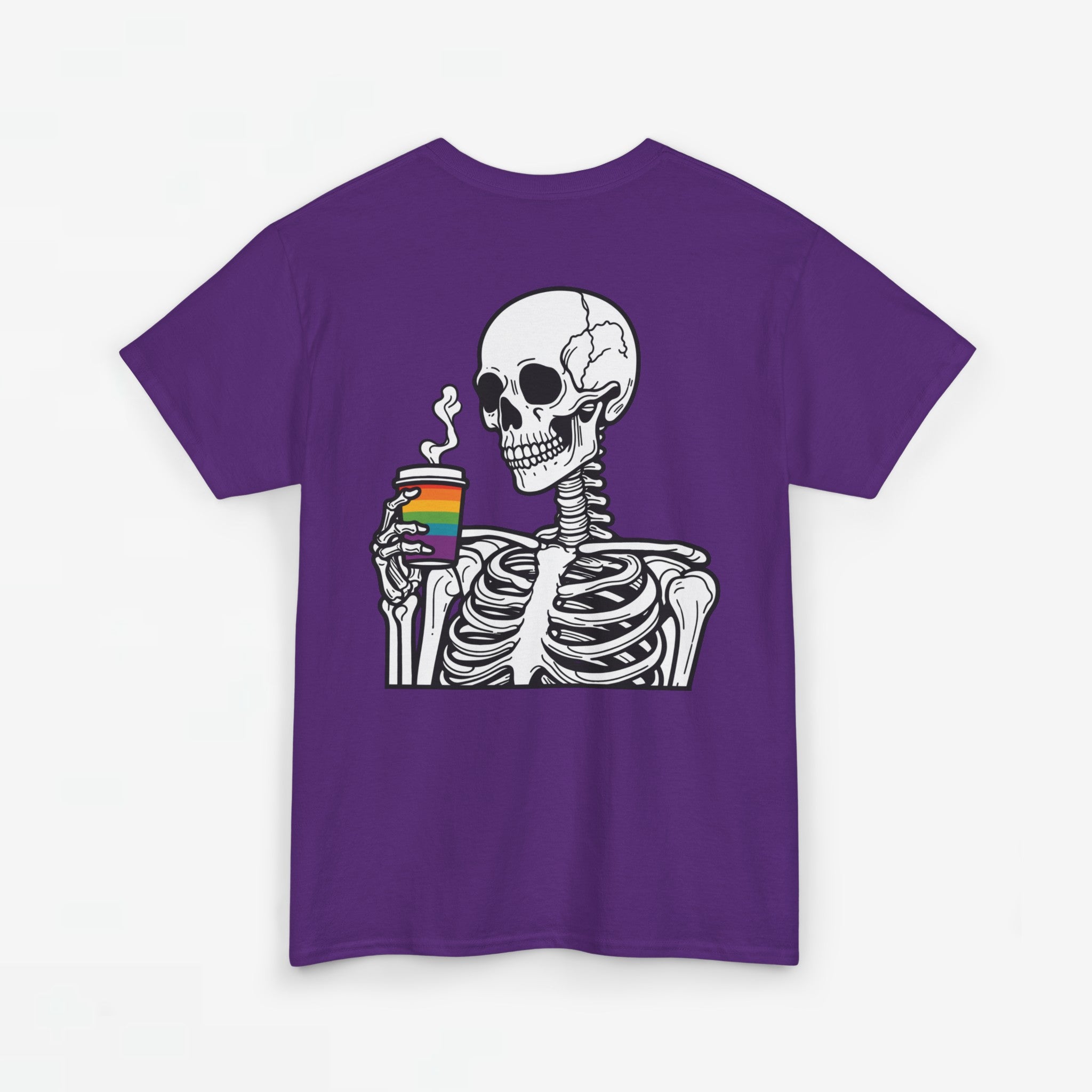 Gay Pride T-shirt - Skelet Regenboog Koffie - Oversized #73
