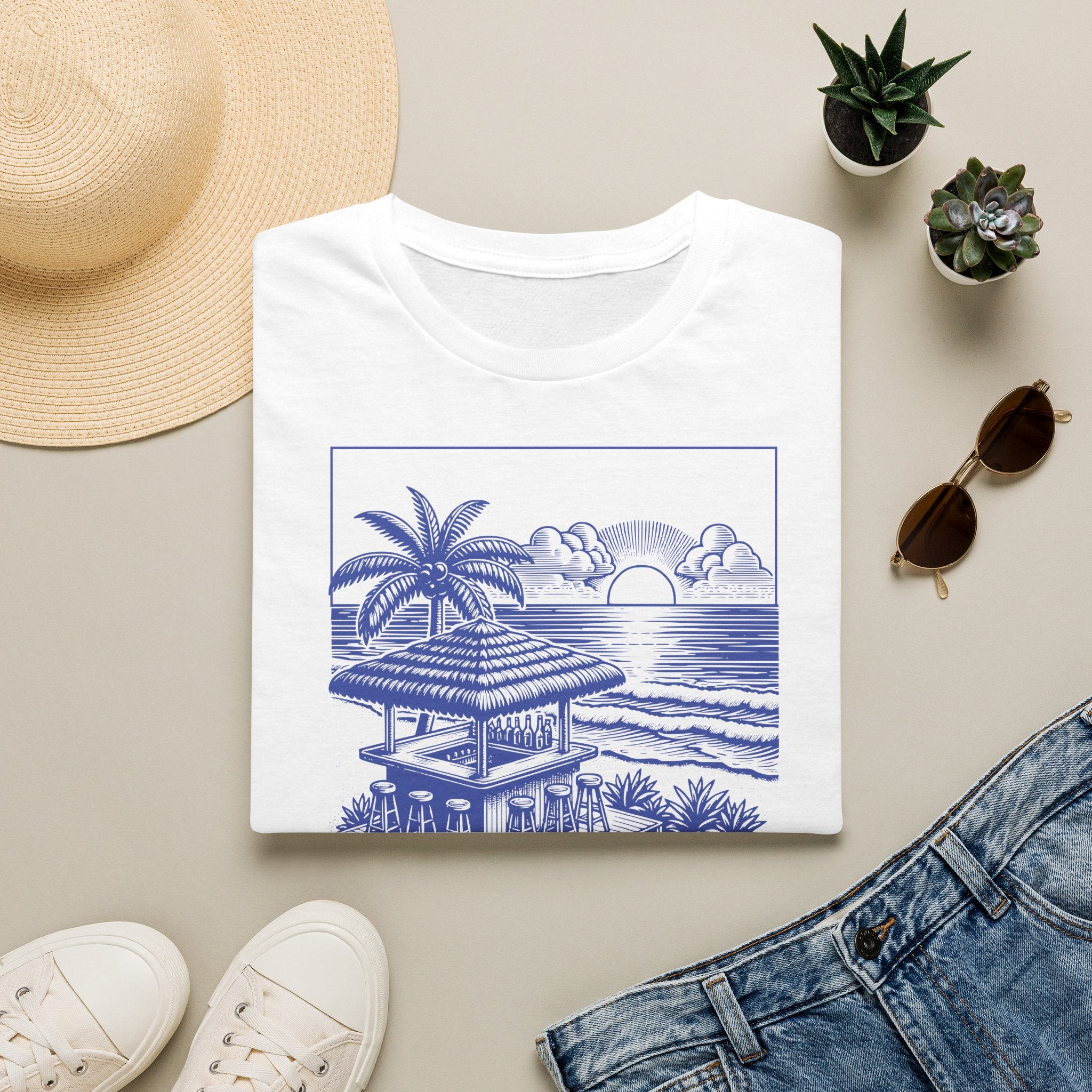 Dames Zomer T-shirt met print - Zon, Zee, Strand | SkrrtShirt
