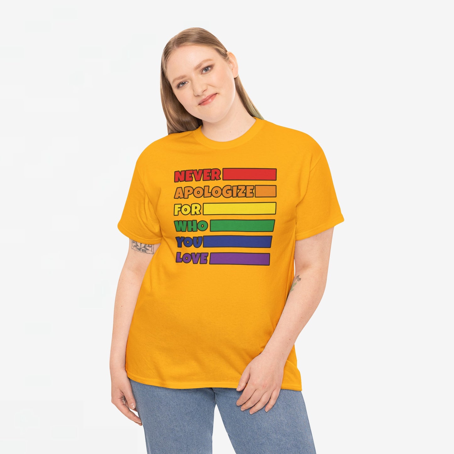 Gay Pride T-shirt - Never Apologize For Who You Love - Oversized #16