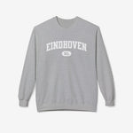 Sport grey varsity trui met ronde hals en borstprint "EINDHOVEN" met NL-badge
