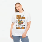 Wit oversized T-shirt met frontprint 'King of Burgers Willie' en burgerfiguur