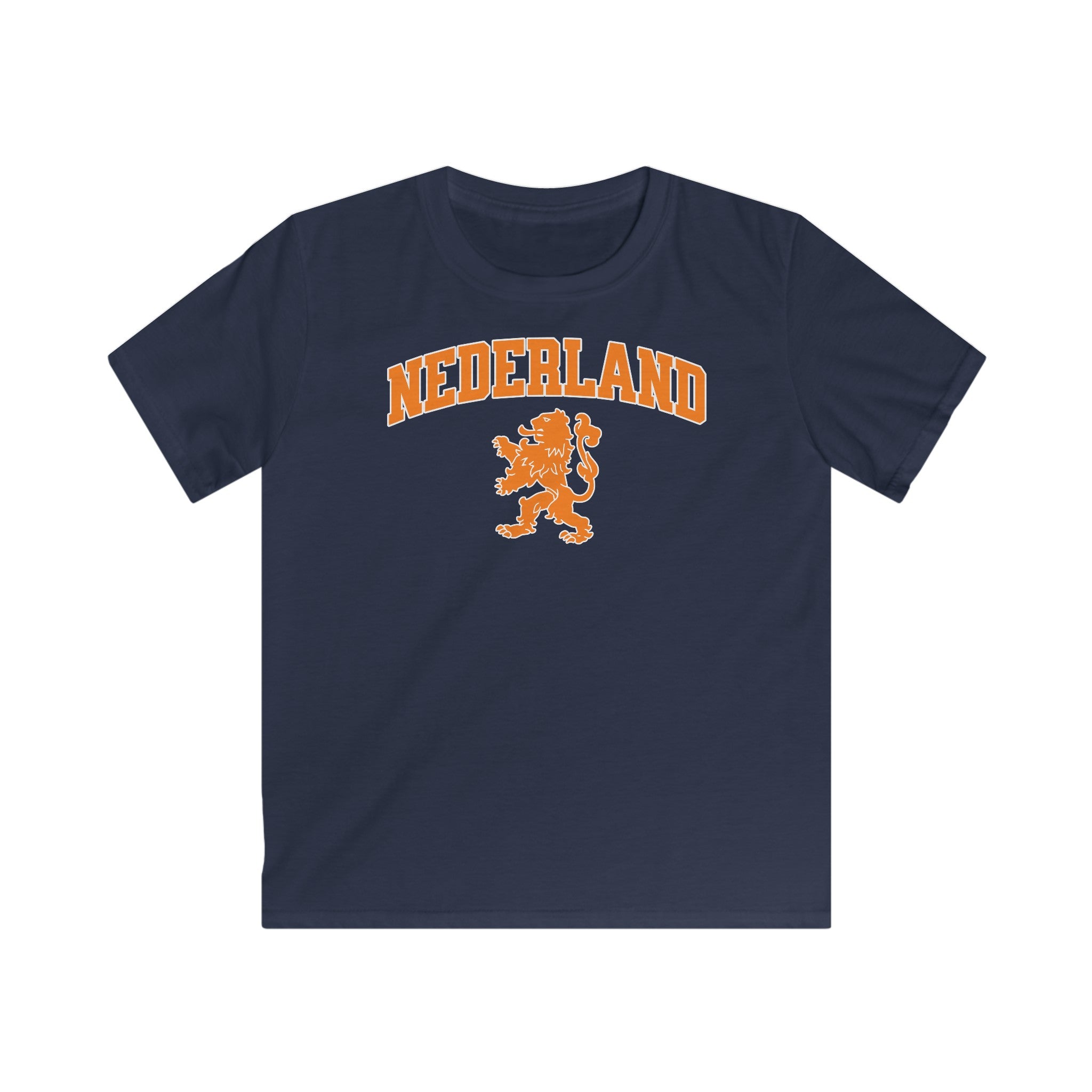 Kind Voetbal T-shirt - EK, WK en Koningsdag Kinderkleding - Personaliseer met Naam & Rugnummer - NEDERLAND met Leeuw