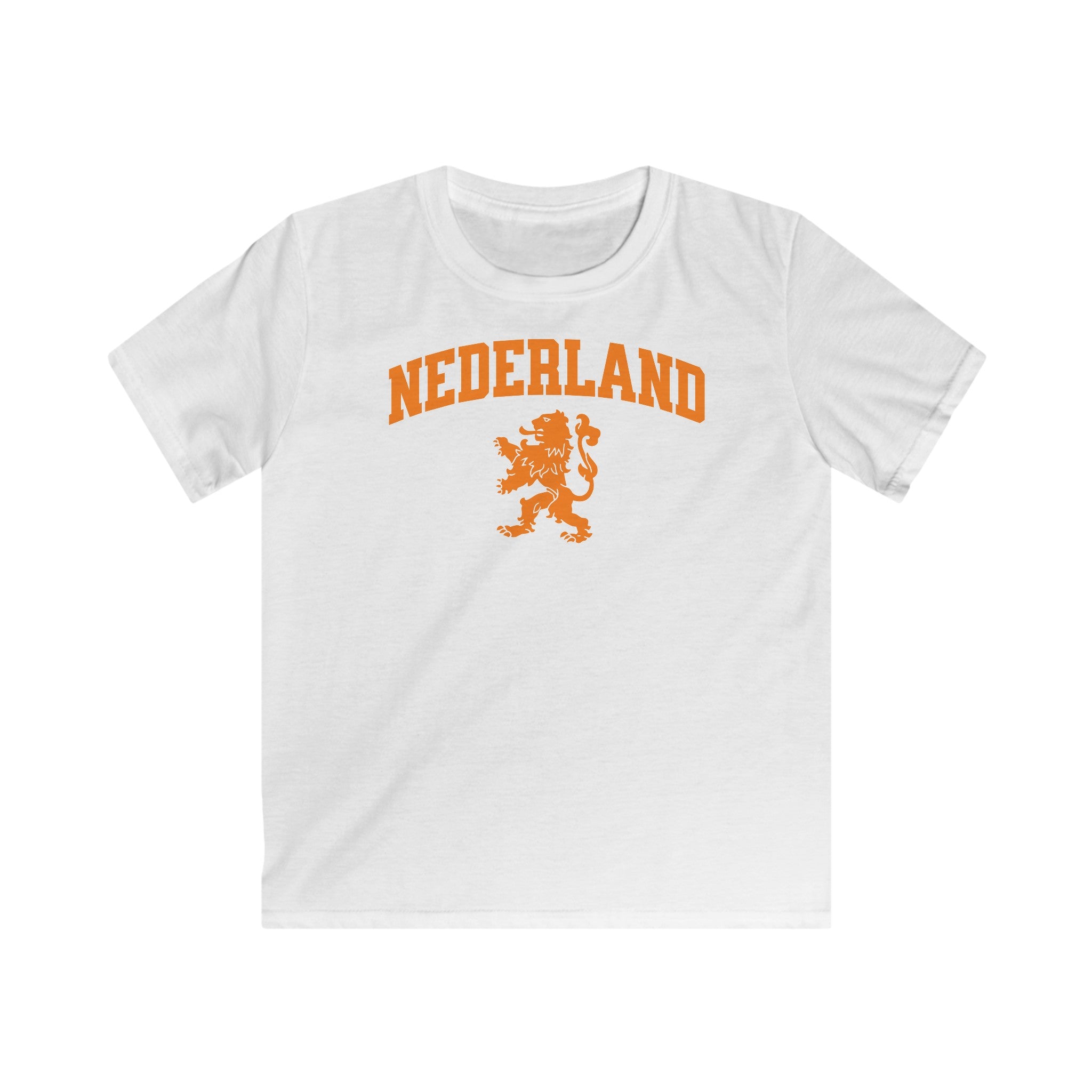 Kind Voetbal T-shirt - EK, WK en Koningsdag Kinderkleding - Personaliseer met Naam & Rugnummer - NEDERLAND met Leeuw