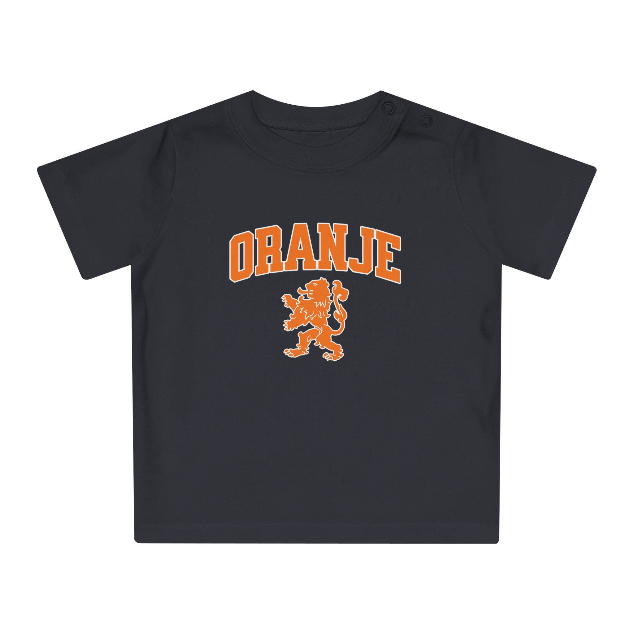 Baby T-shirt voor EK, WK en Koningsdag - ORANJE met Leeuw