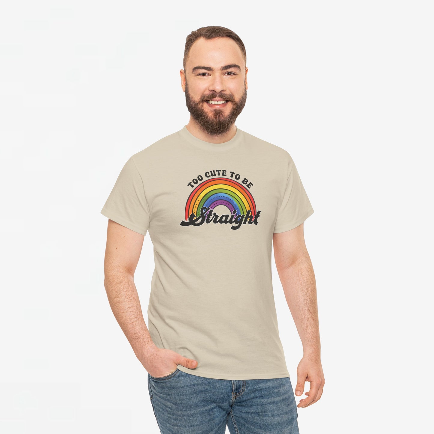 Gay Pride T-shirt - Too Cute To Be Straight - Oversized #36