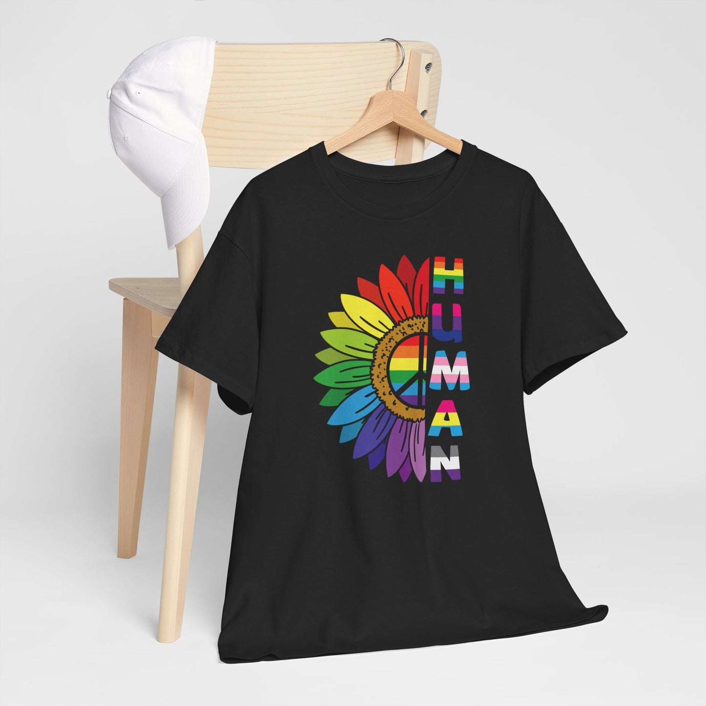 Gay Pride T-shirt - Regenboog Human (witte tekst) - Oversized #4