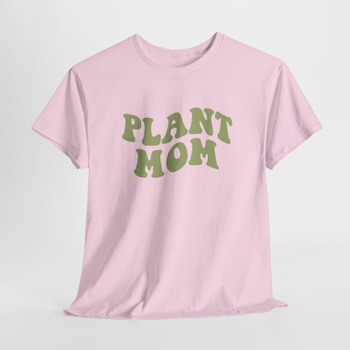 Roze T-shirt met groene “PLANT MOM” print op de borst
