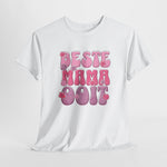 Wit oversized t-shirt met grote roze “BESTE MAMA Ooit”-opdruk vooraan