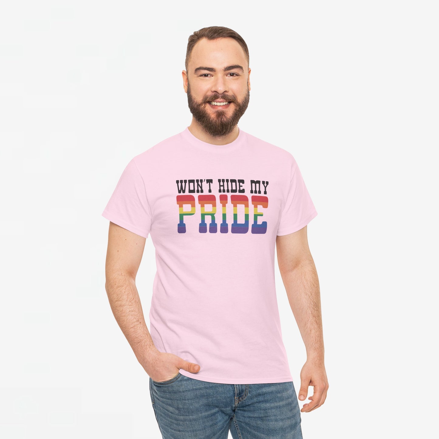 Gay Pride T-shirt - Won't Hide My Pride (zwarte tekst) - Oversized #27