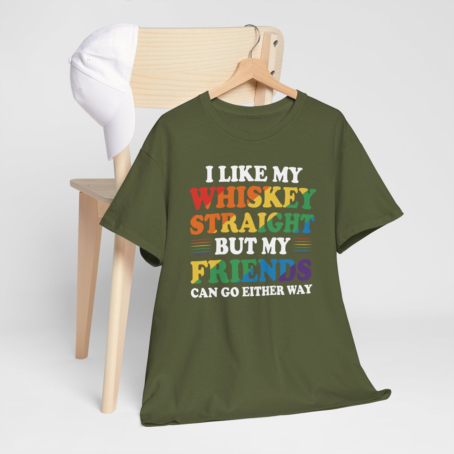 Gay Pride Support T-shirt - I like my whiskey straight but my friends can go either way - Oversized #9