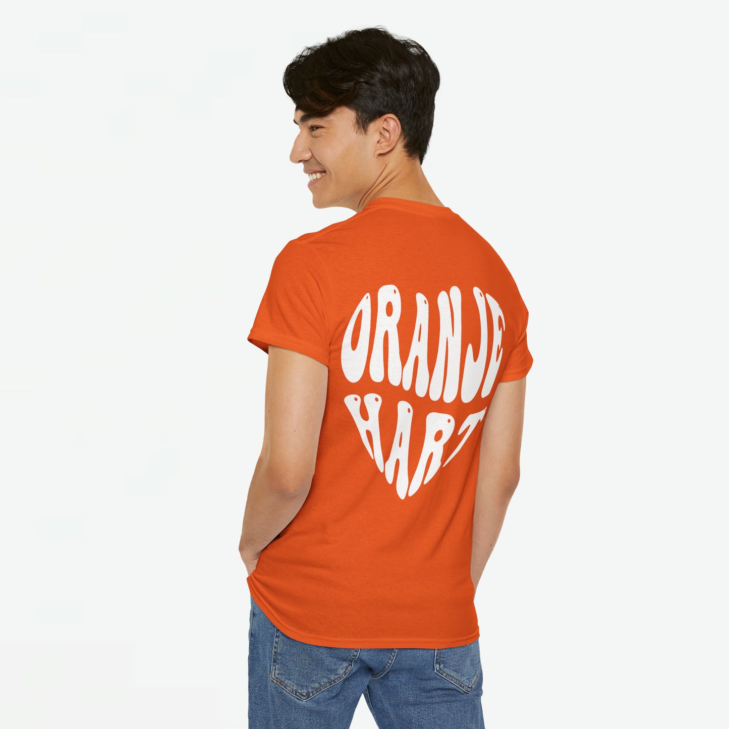 Oranje Hart | Back Print | Koningsdag T-shirt | Oversized | Heren