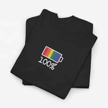 Gay Pride T-shirt - 100% Regenboog (witte tekst) - Oversized #32