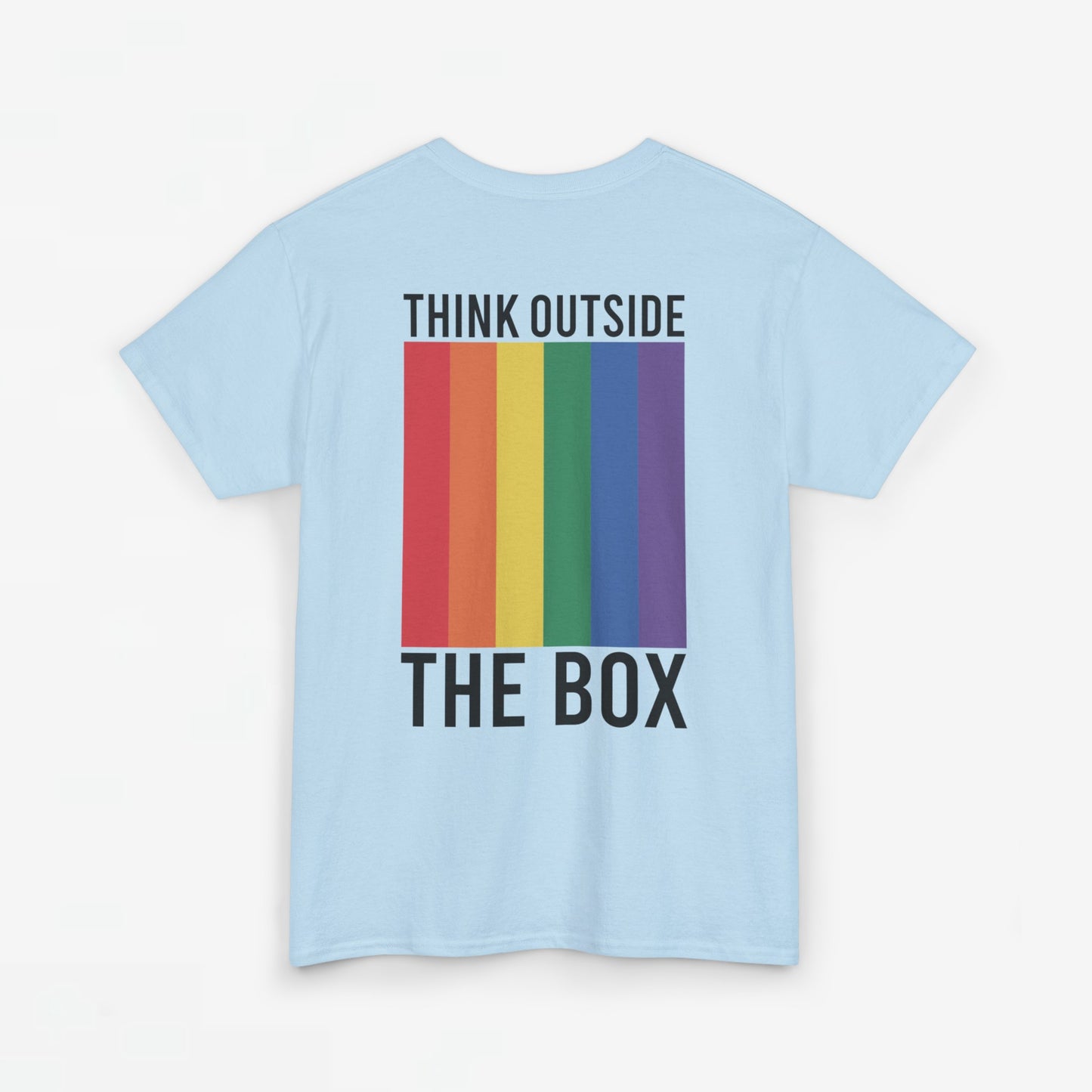 Gay Pride T-shirt - Think Outside The Box (zwarte tekst) - Back Print - Oversized #29