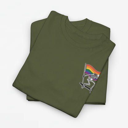 Gay Pride T-shirt - Skelet Pride Regenboog Flag - Back Print - Oversized #71