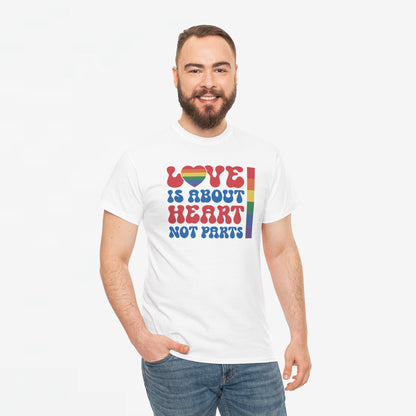 Gay Pride T-shirt - Love is about heart, not parts - Oversized #31