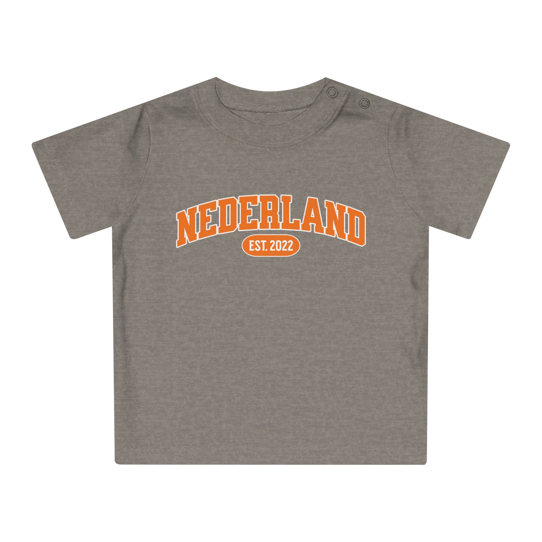 Baby T-shirt voor EK, WK en Koningsdag - Personaliseer met Naam, Jaar & Rugnummer - NEDERLAND
