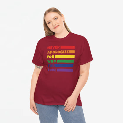 Gay Pride T-shirt - Never Apologize For Who You Love - Oversized #15