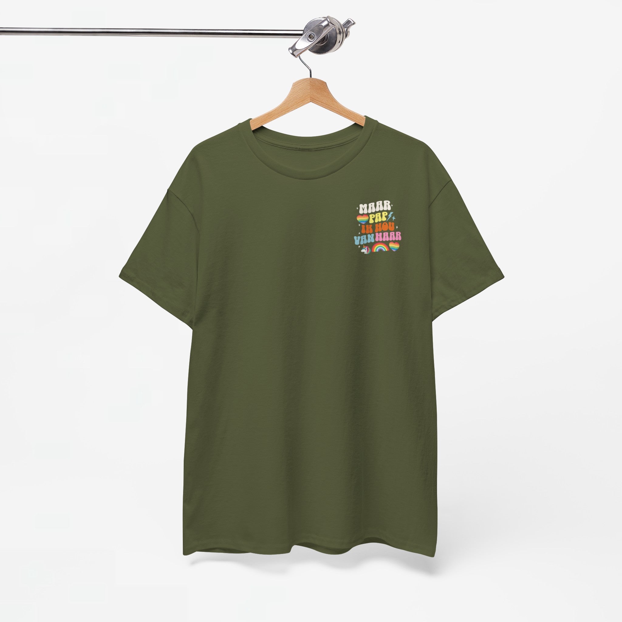 Gay Pride T-shirt - Maar Pap, Ik Hou Van Haar Eenhoorn - Back Print - Oversized Tee