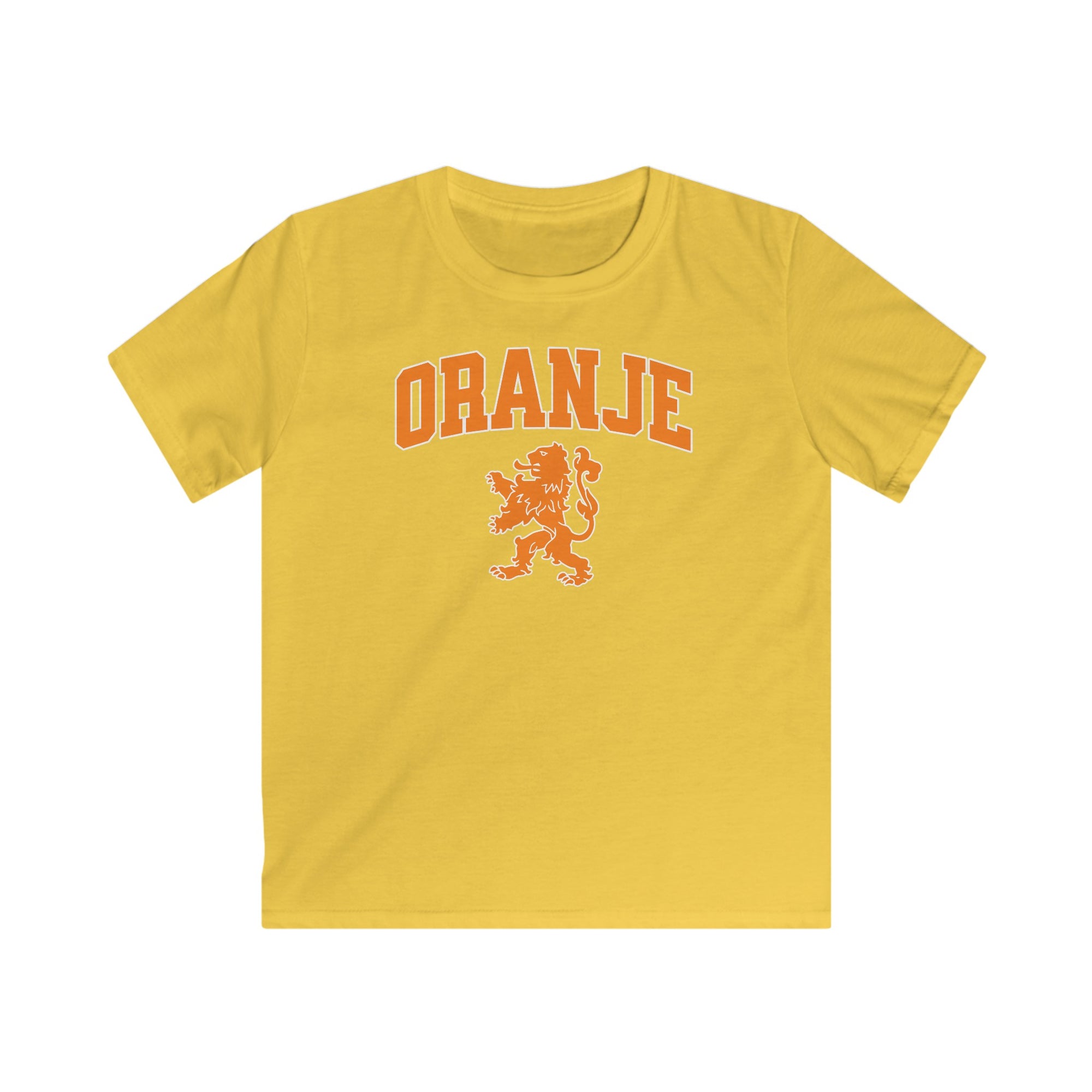 Kind Voetbal T-shirt - EK, WK en Koningsdag Kinderkleding - Personaliseer met Naam & Rugnummer - ORANJE met Leeuw