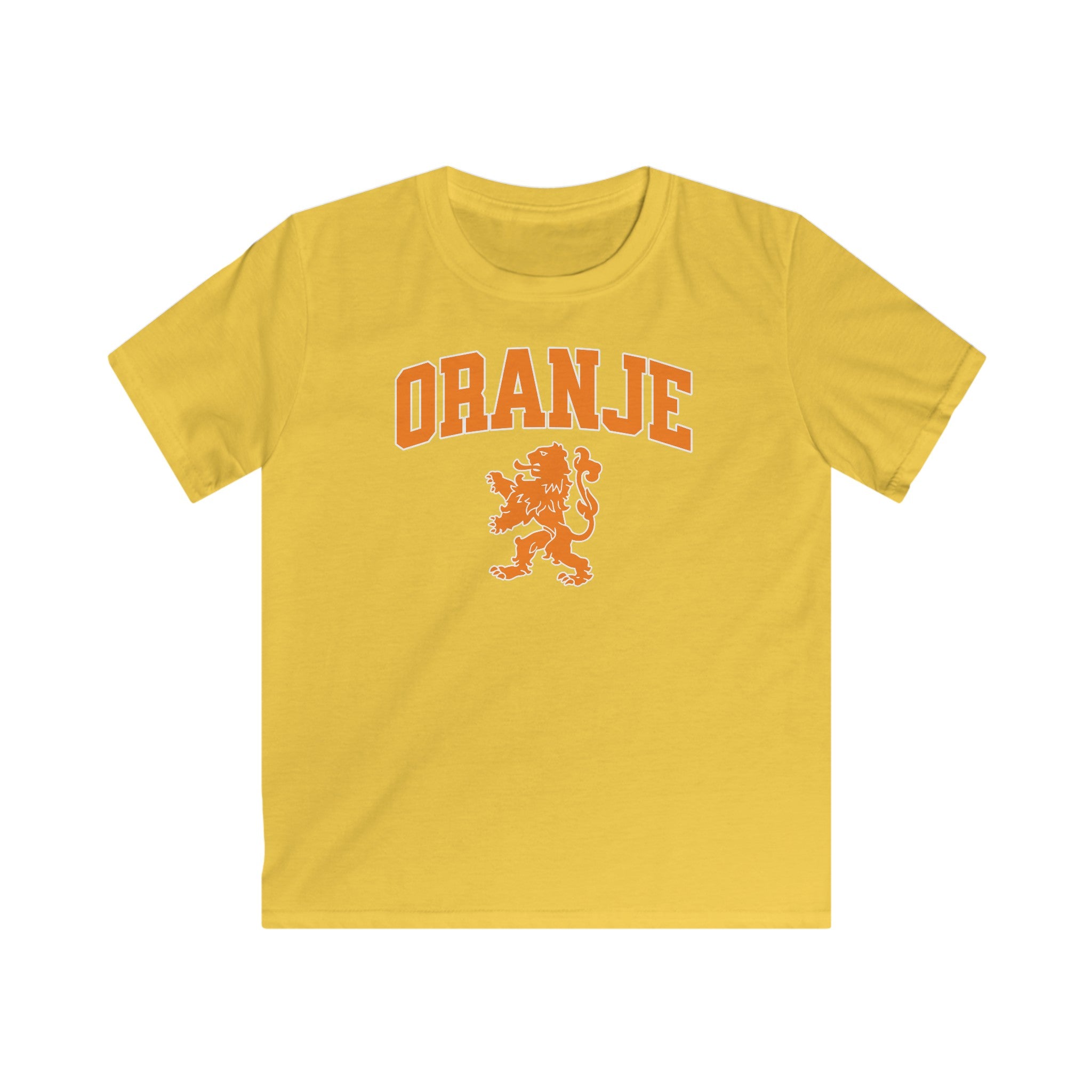 Kind Voetbal T-shirt - EK, WK en Koningsdag Kinderkleding - Personaliseer met Naam & Rugnummer - ORANJE met Leeuw