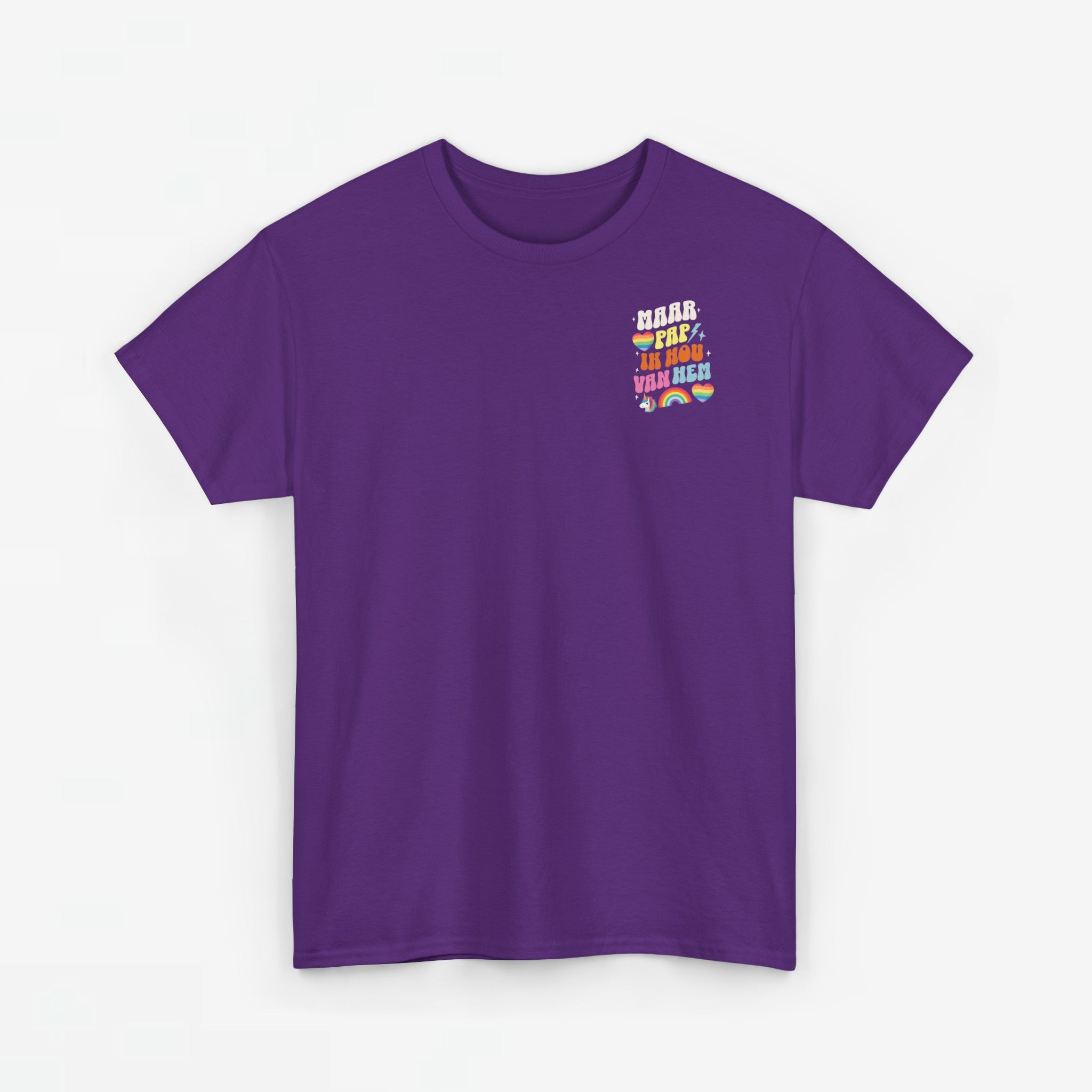 Gay Pride T-shirt -  Maar Pap, Ik Hou Van Hem Eenhoorn - Back Print  - Oversized Tee
