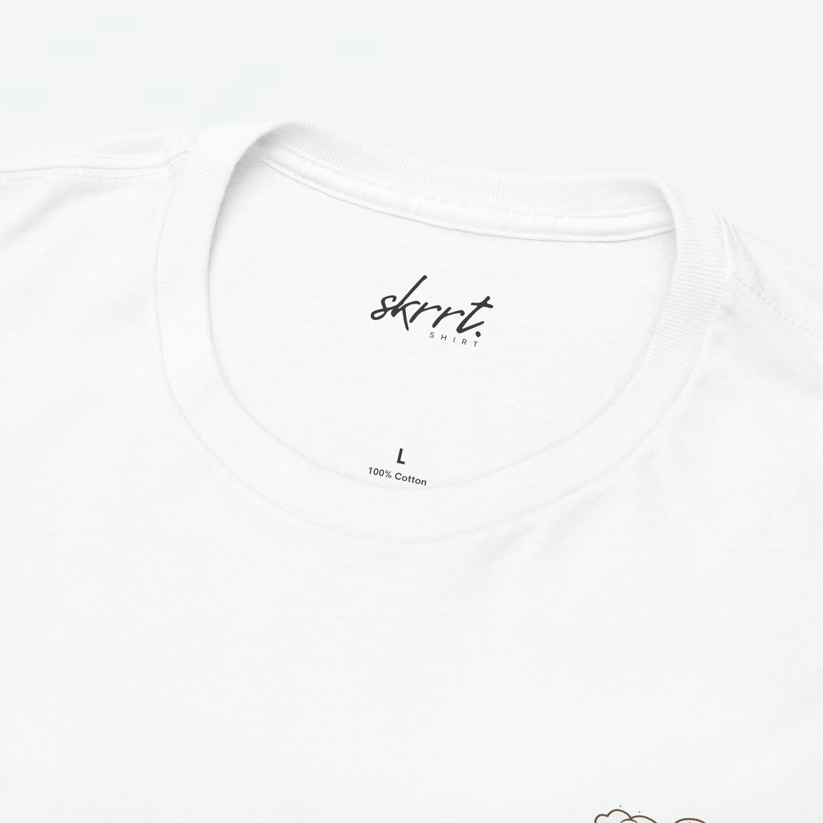Witte T-shirt halsboord met merklogo en tekst '100% coton'