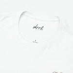 Witte T-shirt halsboord met merklogo en tekst '100% coton'