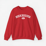 Rode sweatertrui met BOEKHOUDER-print en NL-embleem op borst