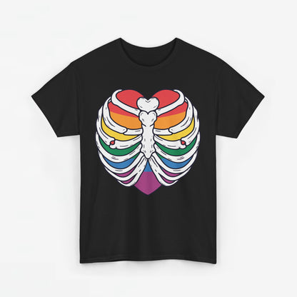 Gay Pride T-shirt - Skelet Regenbooghart - Oversized #67