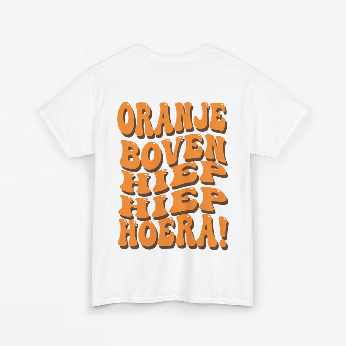 Witte oversized T-shirt met oranje tekstprint achterop