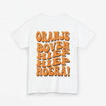 Witte oversized T-shirt met oranje tekstprint achterop