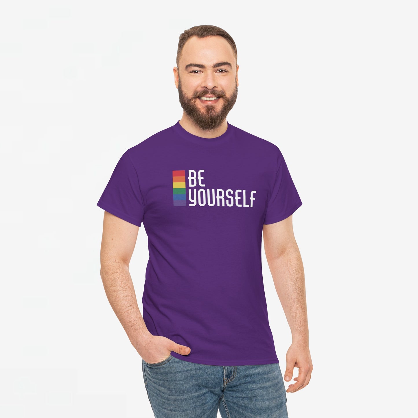 Gay Pride T-shirt - Be Yourself (witte tekst) - Oversized #24