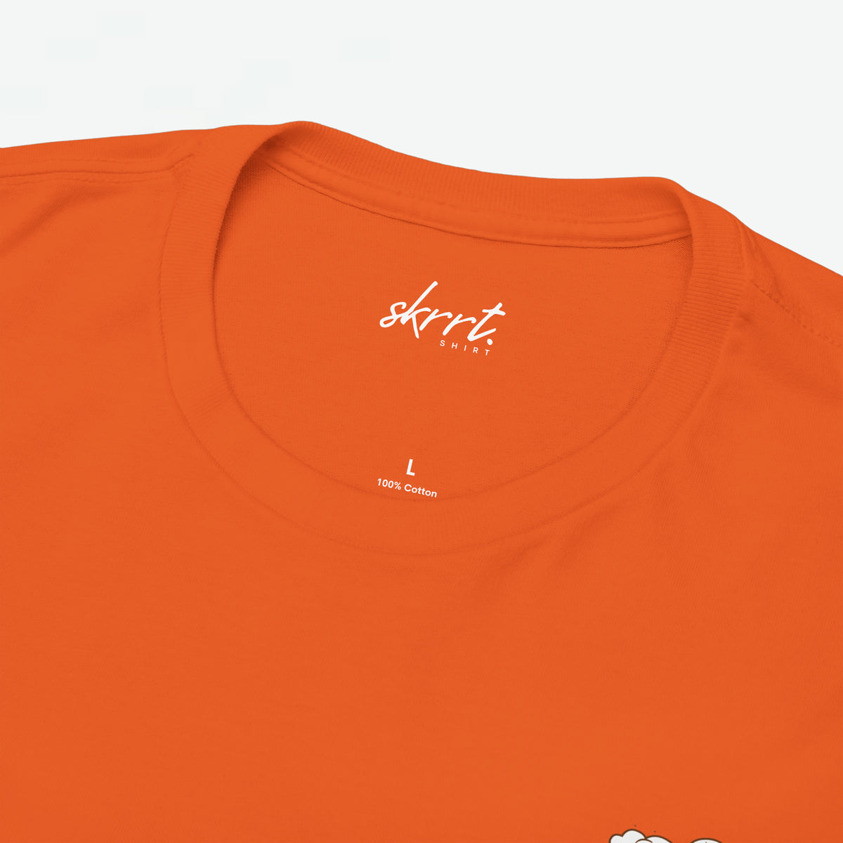 Oranje T-shirt met ronde hals, merklabel in kraag en borstprint