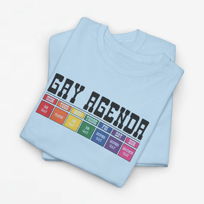 Gay Pride T-shirt - Gay Agenda (zwarte tekst) - Oversized #18