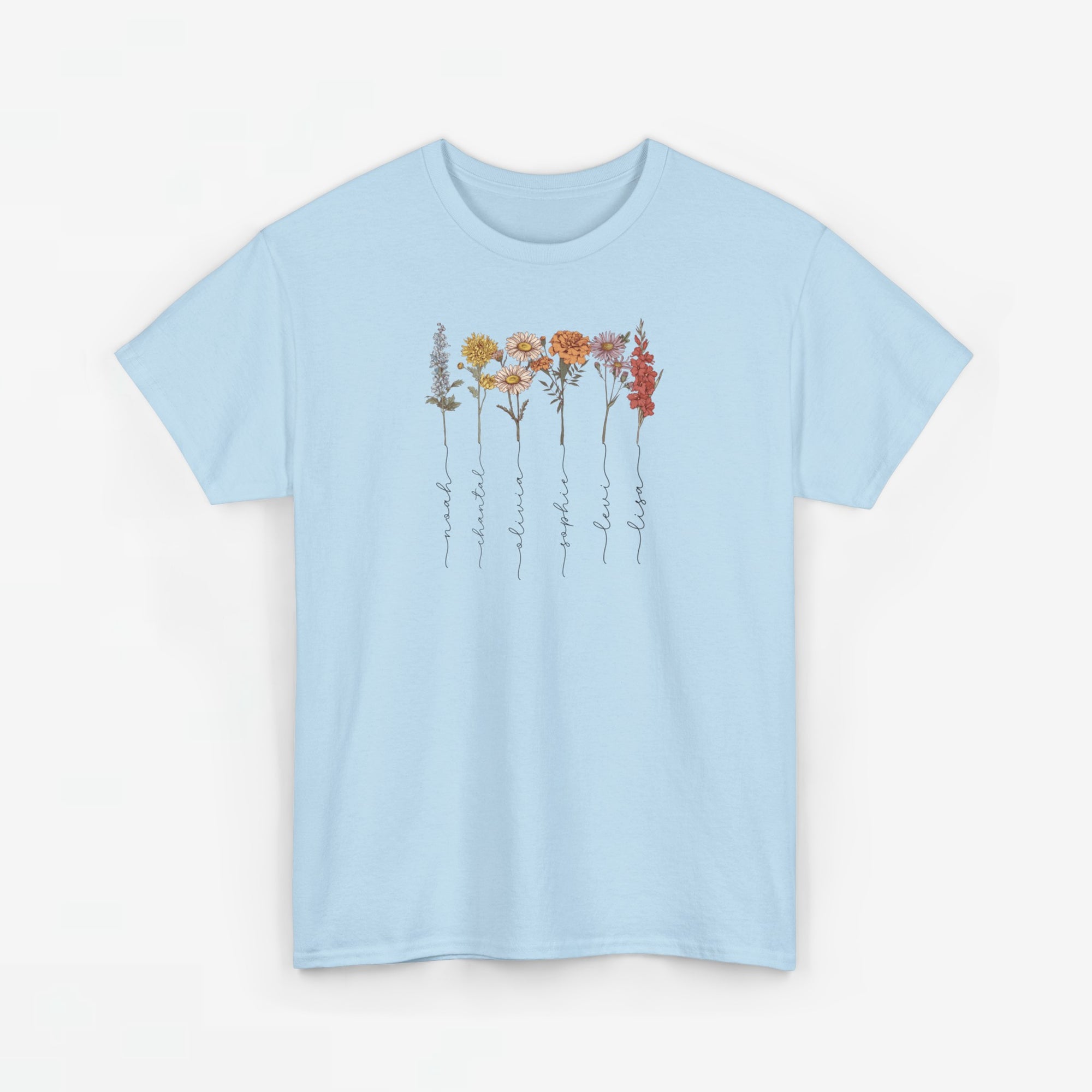Gepersonaliseerde Moederdag Mama Cadeau - T-shirt - Geboortemaand bloemen met namen