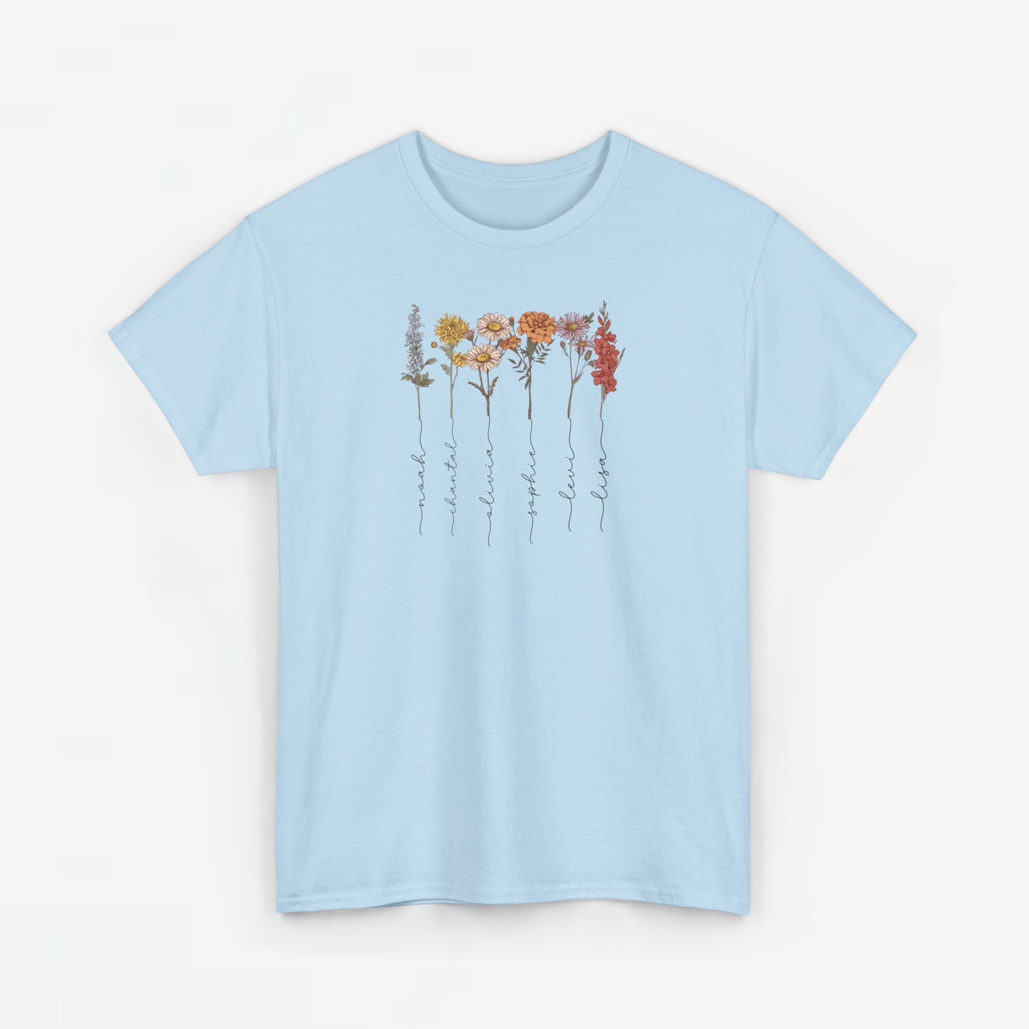 Gepersonaliseerde Moederdag Mama Cadeau - T-shirt - Geboortemaand bloemen met namen