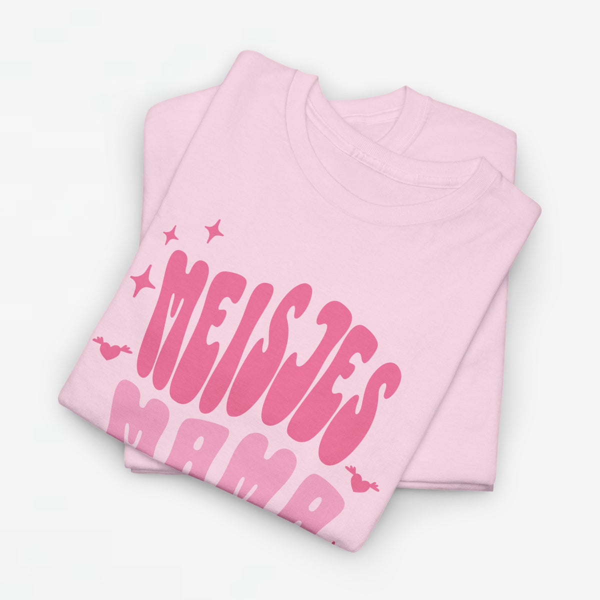 Oversized meisjes-T-shirt lichtroze met roze bedrukking en opschrift op de borst