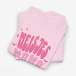 Oversized meisjes-T-shirt lichtroze met roze bedrukking en opschrift op de borst